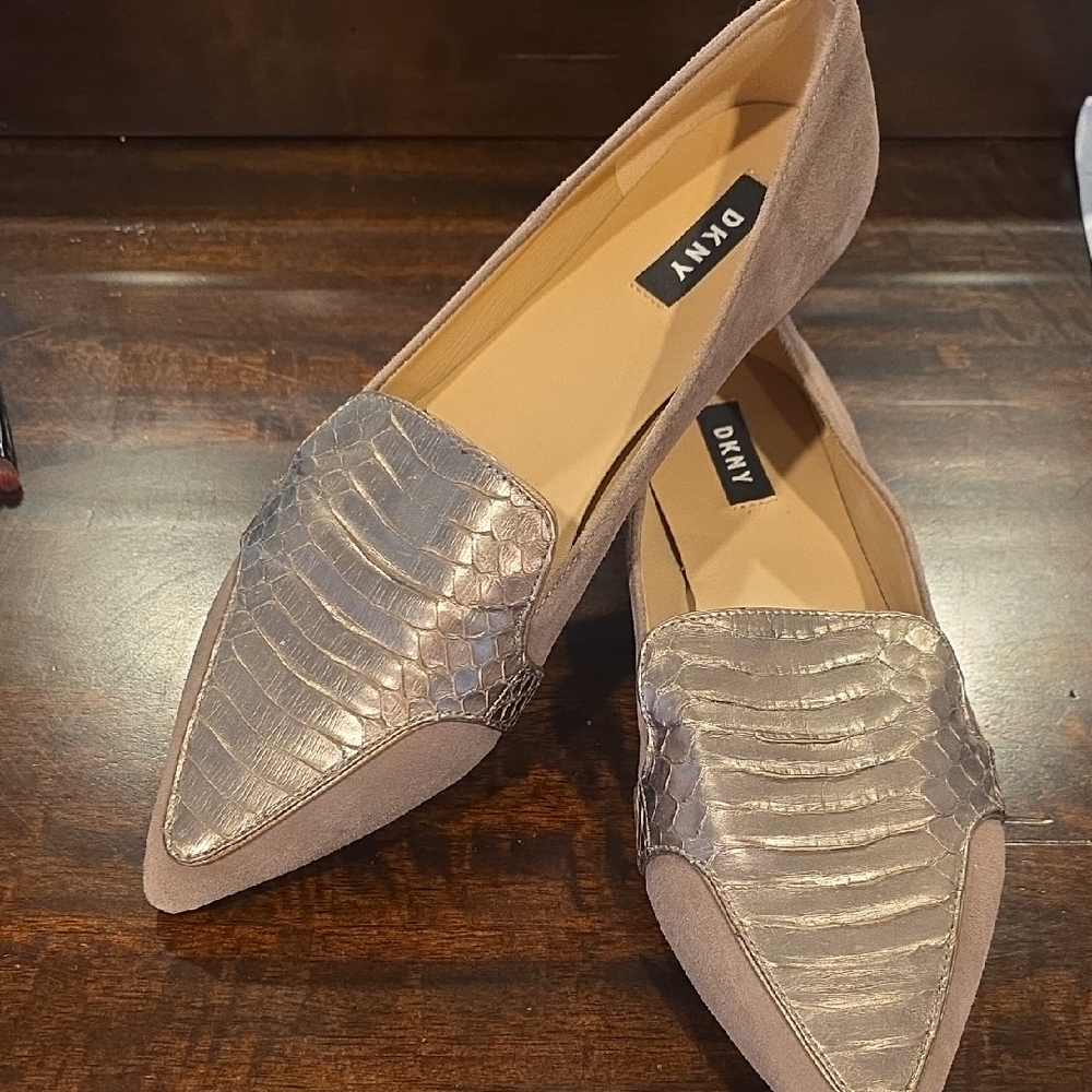 DKNY Women's Metallic and Tan Loafers